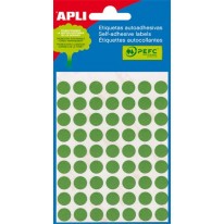 Etikety 8 mm okrúhle ručne popisovateľné farebné APLI zelené 288 etikiet bal