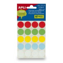 Etikety okrúhle priemer 19 mm ručne popisovateľné farebné APLI mix farieb 100 etikiet bal