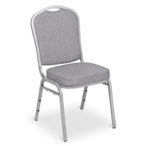 Banketová stolička Silver Smooth, strieborný rám, látka sivá