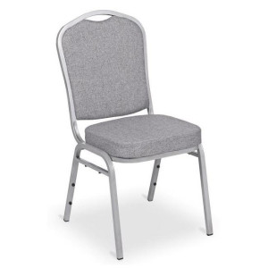 Banketová stolička Silver Smooth, strieborný rám, látka sivá
