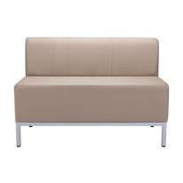 Dvojkreslo Steve, celočalúnené, š. 118 cm, zdravot. ekokoža béžová KN0020, sivá konštrukcia