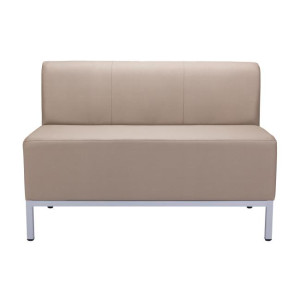 Dvojkreslo Steve, celočalúnené, š. 118 cm, zdravot. ekokoža béžová KN0020, sivá konštrukcia