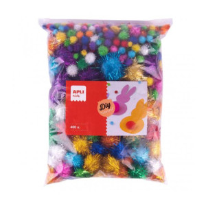 Pom-pom rôznych trblietavých farieb - MAXI formát