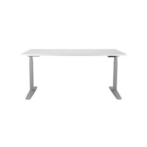 Výškovo nastaviteľný stôl BASIC, 2-motorový, 160x80 cm, podnož sivá + doska biela