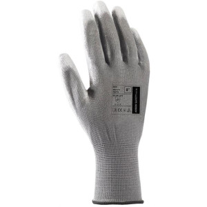 Rukavice polyester, polomáčané BUCK, sivé veľ. 6/XS
