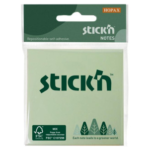 Samolepiaci bloček Stick’n Hopax 76x76mm mix pastelových farieb 3x50 lístkov