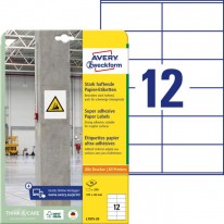 Etikety univerzálne 105x48mm Avery A4, silne lepivé 20 hárkov