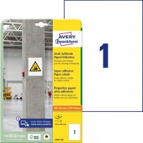 Etikety univerzálne 210x297mm Avery A4, silne lepivé 20 hárkov