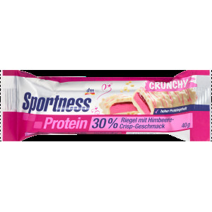 Proteínová tyčinka 30 % s príchuťou malina-chrumky v bielej čokoláde, 40 g