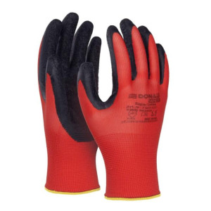 Rukavice pletené, polomáčané DONAU SAFETY Super Latex kat. II červené veľ. 10