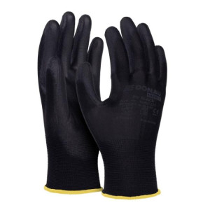 Rukavice pletené, polomáčané DONAU SAFETY PU kat. II čierne veľ. 8