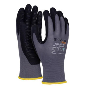 Rukavice pletené, polomáčané DONAU SAFETY Flex-Dotted, kat. II sivé veľ. 10