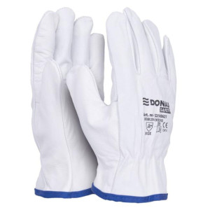 Rukavice pracovné celokoženné DONAU SAFETY biele veľ. 10/XL