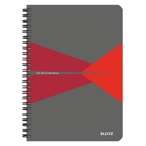 Špirálový zošit Leitz Office A5 kartónový štvorčekový 90 listov červený