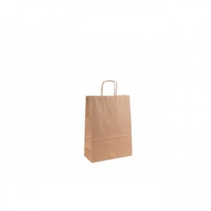 Papierová taška, stáčané ušká, 240x110x330mm, hnedá