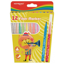 Sada popisovačov KEYROAD Fiber Marker, 12 ks, mix farieb
