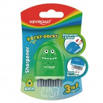 Strúhadlo KEYROAD ROCKY-DOCKY plastové s nádobou na odpad, blister, mix farieb