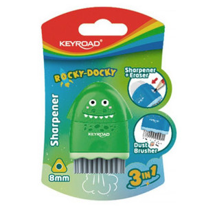 Strúhadlo KEYROAD ROCKY-DOCKY plastové s nádobou na odpad, blister, mix farieb