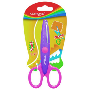 Detské nožnice KEYROAD cik-cak, blister, mix farieb