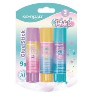 Lepiaca tyčinka KEYROAD Pastel, blister 3 ks, mix farieb