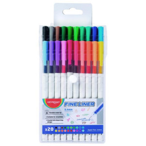 Sada linerov KEYROAD Fine 0,4 mm, 20 ks, mix farieb