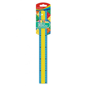 Pravítko KEYROAD 30 cm, ohybné, dizajn LEGO, mix farieb
