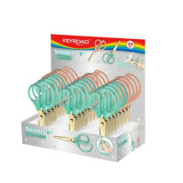 Nožnice kovovo-titánové KEYROAD, ergonomické, 15,5 cm, mix farieb, displej 24 ks