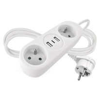 Predlžovací kábel 2 zásuvky+2×USB-A+1×USB-C 1,4 m