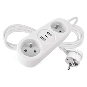 Predlžovací kábel 2 zásuvky+2×USB-A+1×USB-C 1,4 m