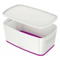 Úložný box s vekom Leitz MyBox, veľkosť S biela/purpurová