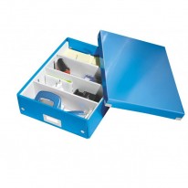 Stredná organizačná škatuľa Click & Store metalická modrá