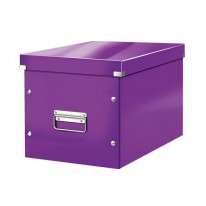 Štvorcová škatuľa Click & Store A4 metalická purpurová