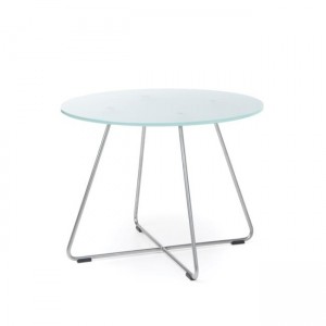 Konferenčný stolík SV 40, p. 60 cm, v. 45 cm, tvrdené mliečne sklo, kovová podnož chróm