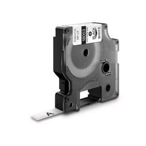 Páska, fóliovaná, 9 mm x 1,5 m, biela/čierne písmenká