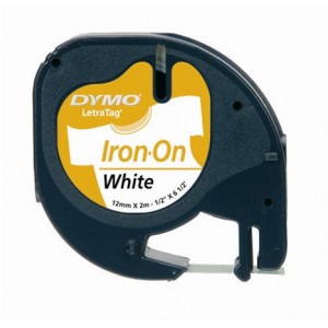 Letratag kazeta, 12mm x 2m, biela, nažehlovacia