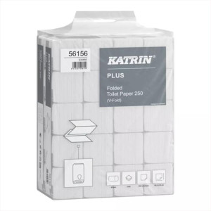 Toaletný papier 2-vrstvový skladaný KATRIN Plus 40x250ks