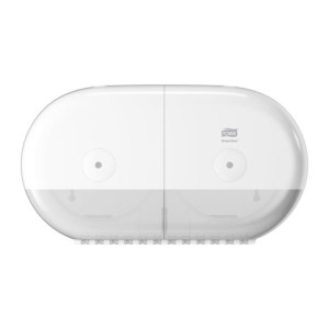 Zásobník Tork SmartOne® mini dvojitý na toaletný papier v kotúči, biely T9