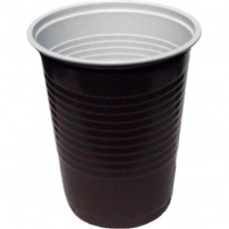 Poháre plastové na kávu 180 ml hnedo-biele (100ks)