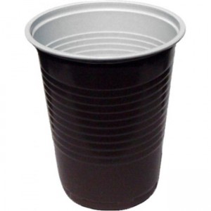 Poháre plastové na kávu 180 ml hnedo-biele (100ks)