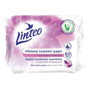 Vlhčený toaletný papier LINTEO s kyselinou mliečnou, 60 ks