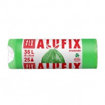 Vrecia na odpadky zaťahovacie 35 l / 25 ks, 14mic., 53 x 60 cm, zelené, HDPE