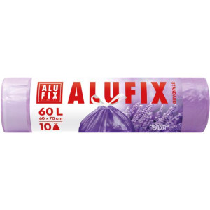 Vrecia na odpad zaťahovacie s vôňou levandule 60l/10ks, 60 x 70cm, fialové, HDPE