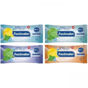 Antibakteriálne vlhčené utierky Freshmaker citrón/mentol (15 ks)