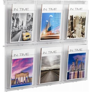 Stojan na prospekty Helit Placativ 6 x A4 nástenný priehľadný