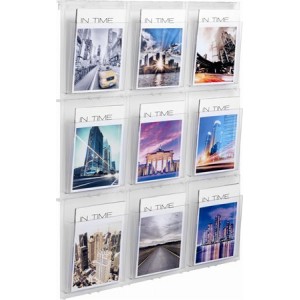 Stojan na prospekty Helit Placativ 9 x A4 nástenný priehľadný