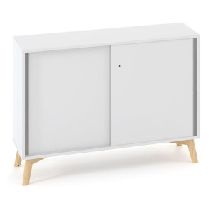 Policová skriňa ALFA ROOT s del.priečkou, posuvné dvere, 1 polica, 120x45x88,7cm, biela