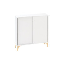 Policová skriňa ALFA ROOT s del.priečkou, posuvné dvere, 2 police, 120x45x121,5cm, biela