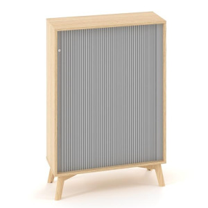 Policová skriňa ALFA ROOT, žalúziové dvere RAL9010, 2 police, 80x45x121,5cm, dub