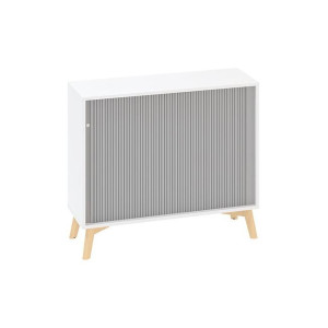 Policová skriňa ALFA ROOT, žalúziové dvere RAL9010, 1 polica, 100x45x88,7cm, biela