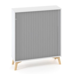 Policová skriňa ALFA ROOT, žalúziové dvere RAL9010, 2 police, 100x45x121,5cm, biela